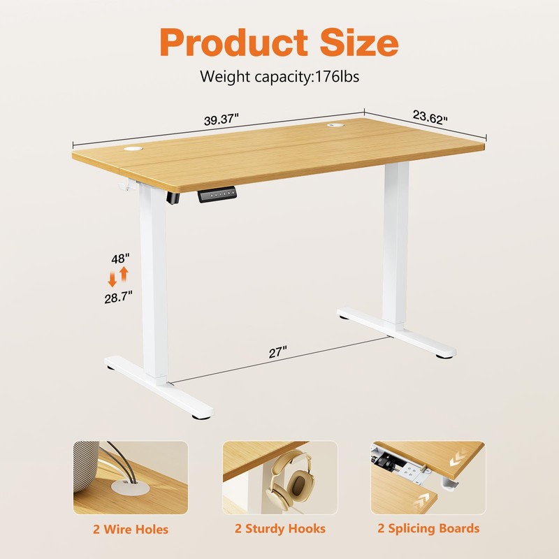 Sweetcrispy Standing Desk Adjustable Height, 40inch Electric Sit Stand up