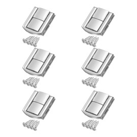 sourcing map 6pcs Toggle Catch Lock, 1.2" x 1" Hasp Lock Latch Mini Hasp Clasp with Mounting Screws for Jewelry Box Gift Box Wooden Cabinet, Silver