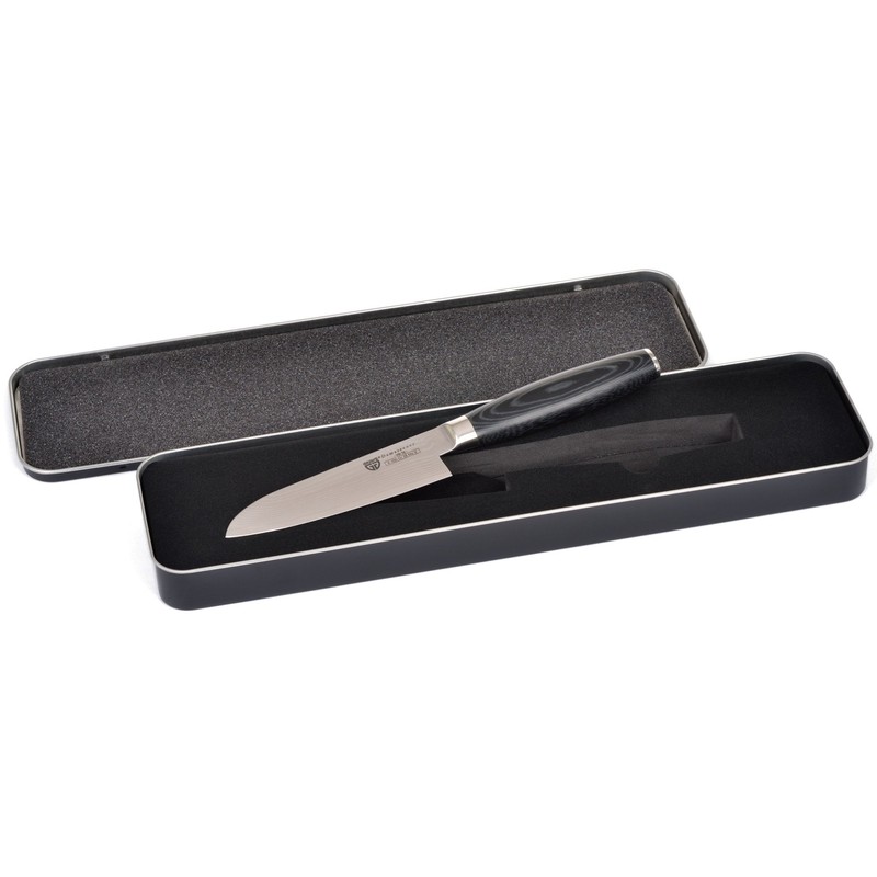 GRÄWE Damaszener Santokumesser 12 cm - Damast-Küchenmesser mit 65-lagiger Klinge