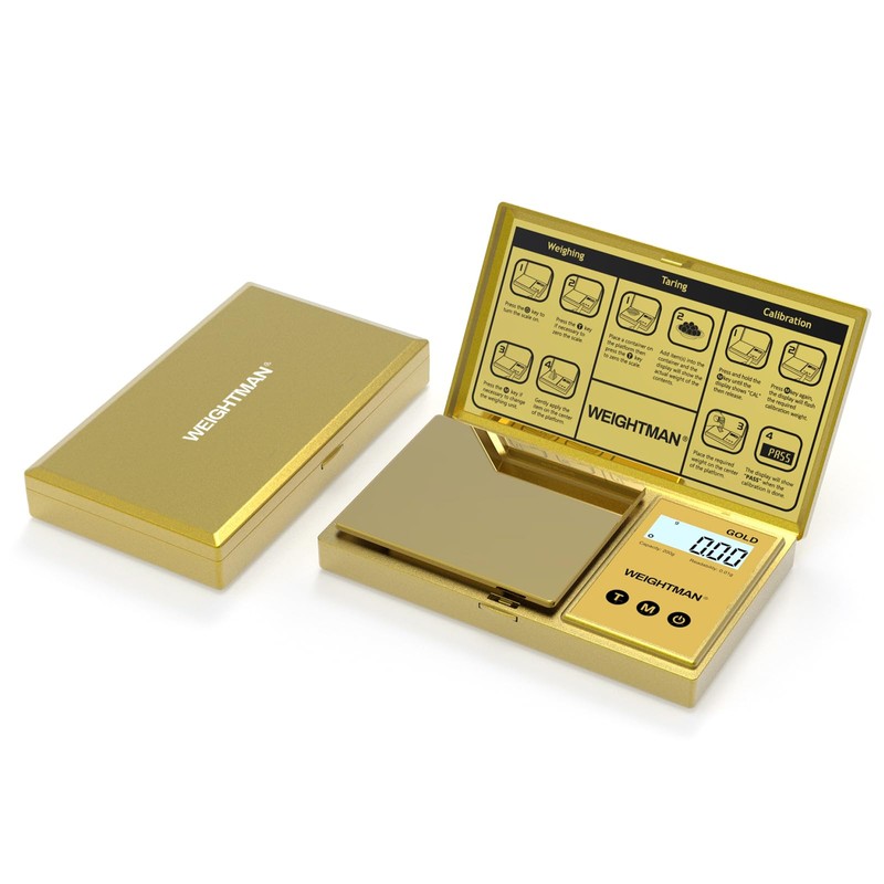 WEIGHTMAN Digital Scale Gram, 200g/0.01g Pocket Scale Gold Titanium Plating,