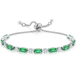 Suyi Tennis Bracelet Birthstone Bracelet with Cubic Ziconia Silver Slider Bracelet Gifts for Birthday May Birthstone Bracelet