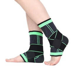 FRLAL Ankle Brace Adjustable Compression Sleeve (Pair)-Ankle Support Heel Brace for Achilles Tendonitis, Plantar Fasciitis-Eases Swelling and Sprained Ankle (Green, Large)