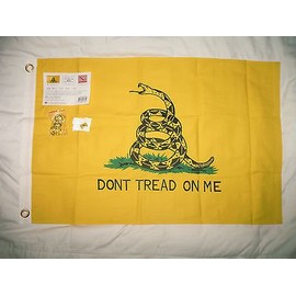 usep Embroidered Sewn Gadsden Tea Party 2x3 Cotton Flag with Tea Party Pin and Clips