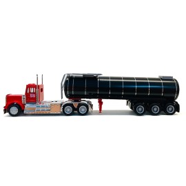 DCD Kenworth W-900 Red with Asphalt Tanker Trailer 1/87 (HO) Plastic Model Car by Promotex