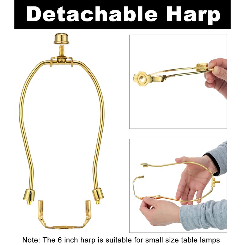 Lamp Harp 6 Inch, 2 Set Detachable LampShade Harp for
