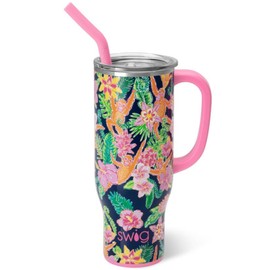 Swig Life 30oz Mega Mug, 30oz Tumbler with Handle and Straw, Large Insulated Tumblers, Cup Holder Friendly Travel Mug, Stainless Steel 30 oz Tumbler, Reusable Insulated Water Bottle (Jungle Gym)