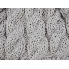 SABBOT Classic Ladies Fur Bobble Hat Fleece Lining Winter Hat Knitting Pattern Warm Cap with Collar, beige