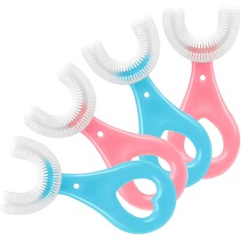 ANOOVV 4 Pack U Shaped Toothbrush Kids, Soft Silicone Brush Head Whole Mouth