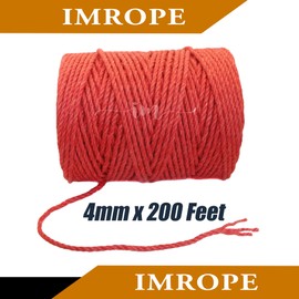 IMROPE 4mm x 200 Feet Red Jute Rope, Twine for Gardening Tomato Climbing Plant Tie Floristry Crafts Gift Wrapping Packing Decor