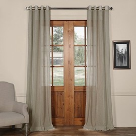 HPD Half Price Drapes SHCH-SS07163-96-GR Grommet Solid Faux Linen Sheer Curtain (1 Panel), 50 X 96, Paris Grey