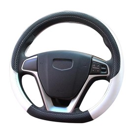 Pahajim Car Steering Wheel Covers D Shape PU Leather Flat Bottom Steering Wheel Cover Anti Skid Breathable Sport Style 37-38cm Car Accessories for Women Men