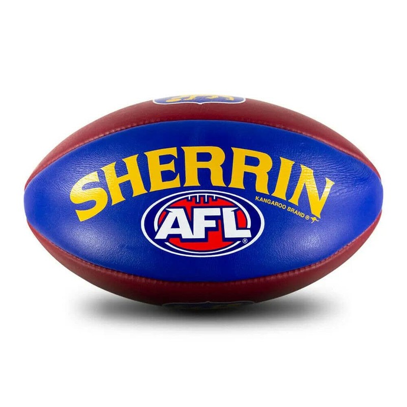 Sherrin Brisbane Lions AFL Club Leather Football, Size 5