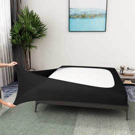 Box Spring Cover King Size - Jersey Knit & Stretchy Wrap Around 4 Sides Bed Skirt for Hotel & Home - King/Cal King/Olympic Queen, Black