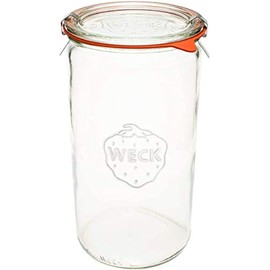 WECK Weck Jar 974 - 1.5L Glass Jars with Large Storage Capacity - Preserving Jars with Airtight Lids Suitable for Pickling - Heat Resistant Canning Jars - Microwave Safe - (1 Jar with Glass Lid) 54 fl. oz