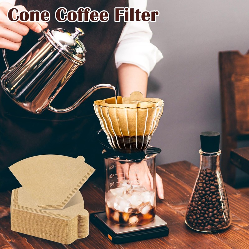 100 Count #4 Cone Coffee Filters 8-12 Cup, Natural Coffee