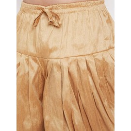 CRYSTAL REVENUE Men's Readymade Elastic Cotton Silk Dhoti for men, Free Size, Pre-Stitched, Ready-to-wear- Gents Dhoti, Matche with Kurta Pack Of 1., Golden, Free