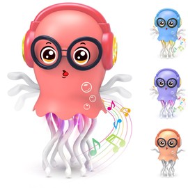 Zonopy Dancing Jellyfish Baby Toy, Crawling Jellyfish Tummy Time Sound Toy, Magic Dancing Music Crawling Toys for 3 4 5 6 7 8 Year Old Girl Kids Boy Birthday Gifts, Interactive relax Office Desk