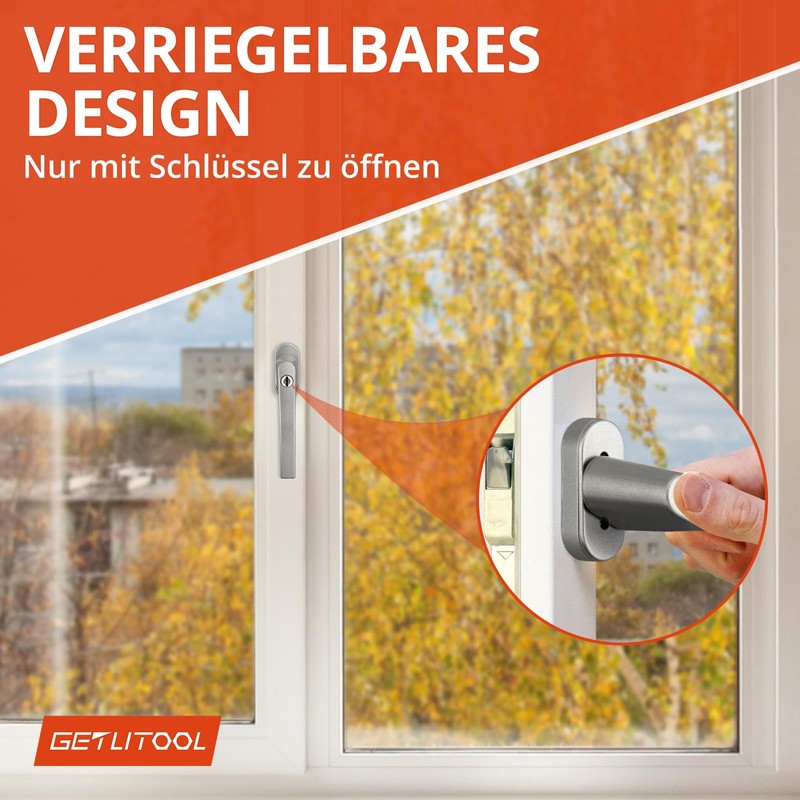 GETLITOOL Lockable Window Handles, Pack of 2 Aluminium Window Lock