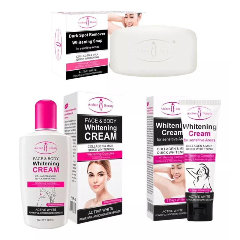 Universo en Linea Kit Jabón Crema Cara Axila Aclarante Aichun