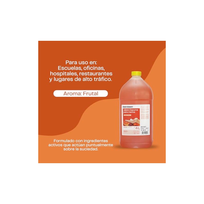 Gel Kleen. Jabón Espuma Antibacterial. 4 Litros. Frutal
