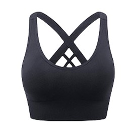 GWAWG Sports Bras for Women, Criss Cross Bra, Sports Bras Women hHigh Impact, Bras for Women Removable Pads (UK, Alpha, XL, Regular, Regular, Black)