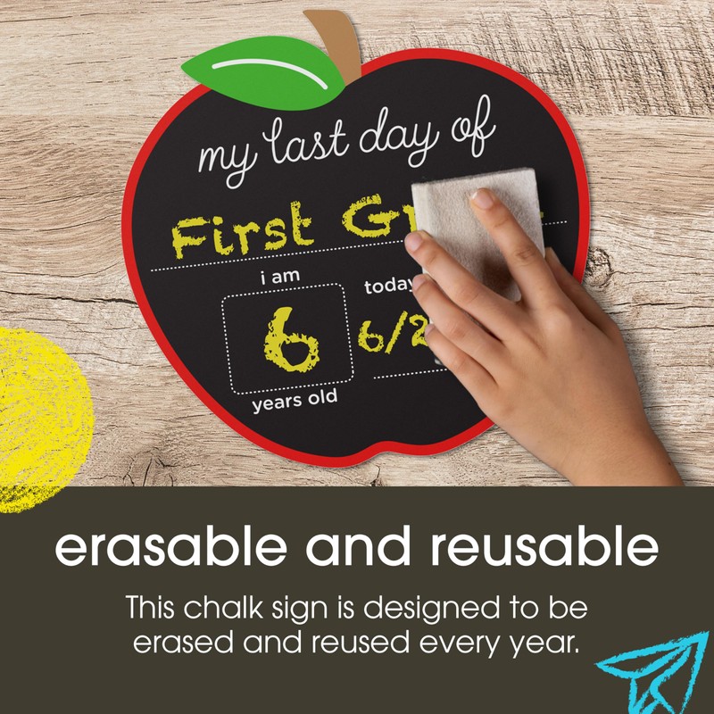 Pearhead First and Last Day of School Chalkboard, Reusable Apple-Shaped