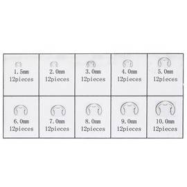 120Pcs Circlips E Clips Assortment, Stainless Steel E Clips in 10 Assorted Sizes, External Retaining Rings Kit (M1.5/M2/M3/M4/M5/M6/M7/M8/M9/M10)