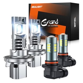 SEALIGHT H13 H10 LED Fog Light Bulbs Combo, 800% Brightness H13 and H10/9140/9145 Fog Light Bulbs for Cars, Trucks, SUVs, 6500K Xenon White 1:1 Design(Pack of 4)