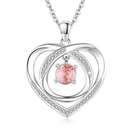 CHENGHONG Heart Necklace for Women 925 Sterling Silver Super Seven Crystal Necklace Heart Jewelry Valentine's Day Gifts for Girls Mother