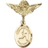 Gold Filled Baby Badge with St. Sebastian/Track & Field Charm
