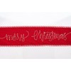 Vickerman 4" Red Embroidered Rope Merry Christmas On Canvas Ribbon.