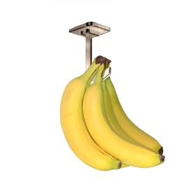 Banana Hanger – Under Cabinet Hook for Bananas or Other Lightweight Kitchen Items. Hook Folds-up When Not in Use. Self-adhesive and Pre-drilled Holes (Screws Provided!) Keep Bananas Fresh.(Brushed)