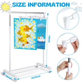 Soaoo Anchor Chart Storage Rack Adjustable Blueprint Storage Vertical Poster Holder Anchor Chart Holder with 12 Pcs Hangers for Classroom School Students Home Office Workers Supplies(White)