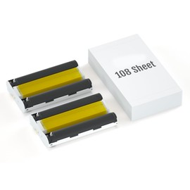 HPRT 4"X 6" Photo Paper Designed for CP4100/CP4000L Photo Printer，Photo Paper 108 Sheets and Two Ribbons