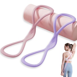Resistance Bands, Figure 8 Resistance Bands for Women Men, Victoriousact 8 Shaped Resistance Band with Handles for Glutes, Arms, Shoulder, Fullbody Yoga Pulling Rope (Purple (15 lbs) +Pink (25 lbs))