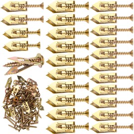 Pndeyo 80pcs Self-Drilling Drywall Anchors with Screws Kit, Heavy Duty No-Drill Wall Anchors, Metal Expansion Screws for Wall Lights Picture Frames Curtains Shelves Blackboards- Gold(40 Sets)