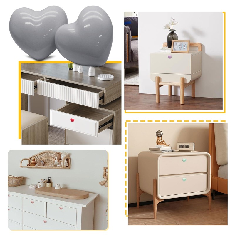 Cionyce 12 Pack Ceramic Cabinet Knobs Heart Shape Cabinet Dresser