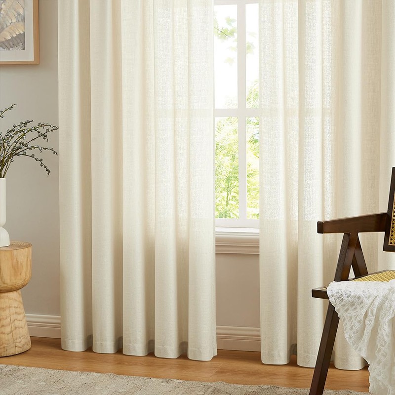 Melodieux 2 Panel Voile Sheer Curtains - Semi Sheer Privacy