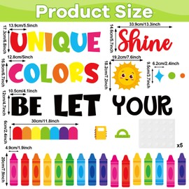 Colorful Classroom Door Decorations Positive Saying Crayon Paper Cutouts Be Unique Let Your Colors Shine Door Bulletin Board Set for Back to School Classroom Office Home Wall Doors Supplies