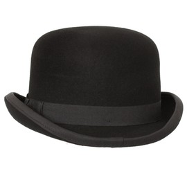 9th Street Fleming Firm Felt Derby Bowler Hat 100% Wool (Black, Medium (fits 7 to 7 1/8))