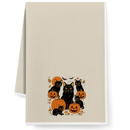 Funny Cat Pumpkin Gifts for Women Cat Mom Lover Lady, Fall Decor Kitchen Hand Towel,Dish Towels Baking Cooking Drying Cloth,Cute Hand Towel for Bathroom,Cats Themed Gifts for Halloween Birthday