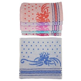 Ilkadim Pack of 8 Face Cloths 100% Cotton, 32 x 32 cm, Various Designs to Choose From (Multicoloured Flower 4)