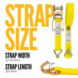 US Cargo Control US Cargo Control J Hook Ratchet Straps 2 Inch x 12 Foot (4-Pack), 10,000 LBS Break Strength, Heavy Duty Ratchet Straps with Double J Hooks, Tie Downs for Trucks and Trailers, Secure Equipment