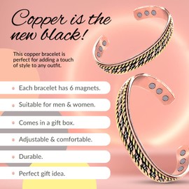 Tarot Health Copper Bracelet for Women - Feel The Difference with this Elegant Adjustable Bangle Stylish, Pure Copper Cuff