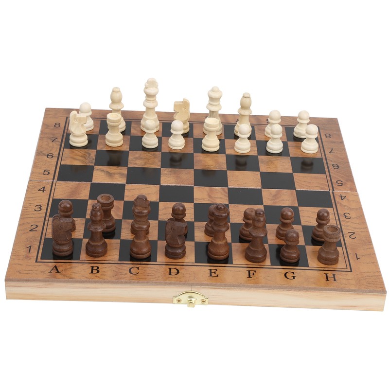 3 in 1 MultiFunctional Folding Wooden Chess Checkers Board Game