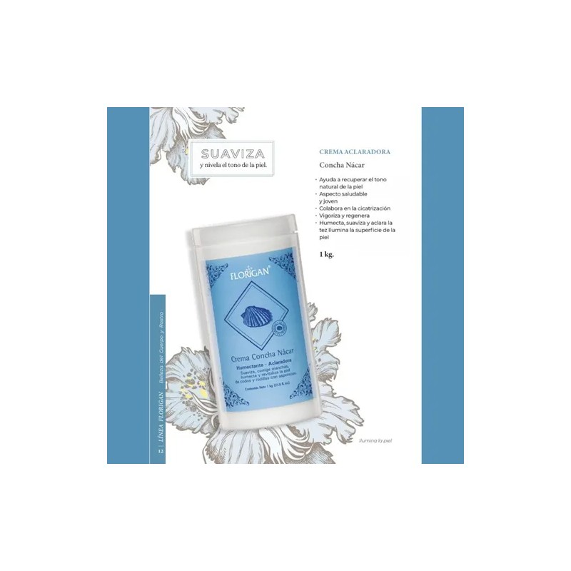 Crema Aclaradora Concha Nácar Florigan® 1kg. Pack 3 Piezas