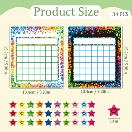 30 Pack Reward Chart & 4 Pack Star Chart(600PCS), Fun Star Stickers for Reward Chart for Kids, Sticker Chart for Children, Perfect for Motivate Responsibility and Good Behavior