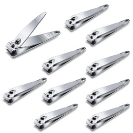 NATZERAT 10 Pieces Nail Clippers Bulk Stainless Steel Fingernail Clippers Flat Toenail Clippers Portable Travel Fingernails Pointed Manicure Pedicure Sturdy Trimmer