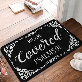 Welcome Mats for Front Door Outdoor Entry We are Covered Psalms 91 Doormat Indoor Non Slip Rubber Rugs Washable Entrance Floor Porch Door Mat for Home Kitchen Bathroom Decor30 X 18"