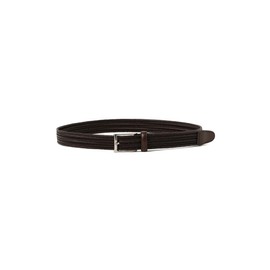 Beams Heart Men's Leather Belt, Mesh Elastic Belt, Braun